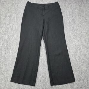 J Jill Pants Womens 10 Petite Black Linen Wide Leg Dress Trousers Casual Summer